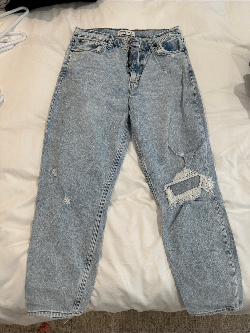 Abercrombie & Fitch Light Blue Distressed Boyfriend Jeans